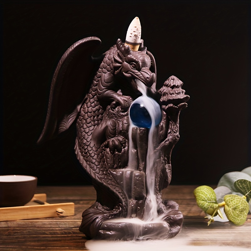 Incienso Cascada Incienso Quemador Ceramic Dragon Decorativo Incienso Mixto  Cono Cascada Fumando Roo