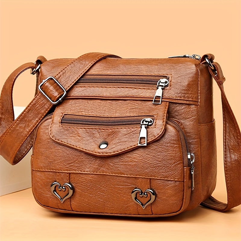 Leather Multi Pocket Cross Body Bag