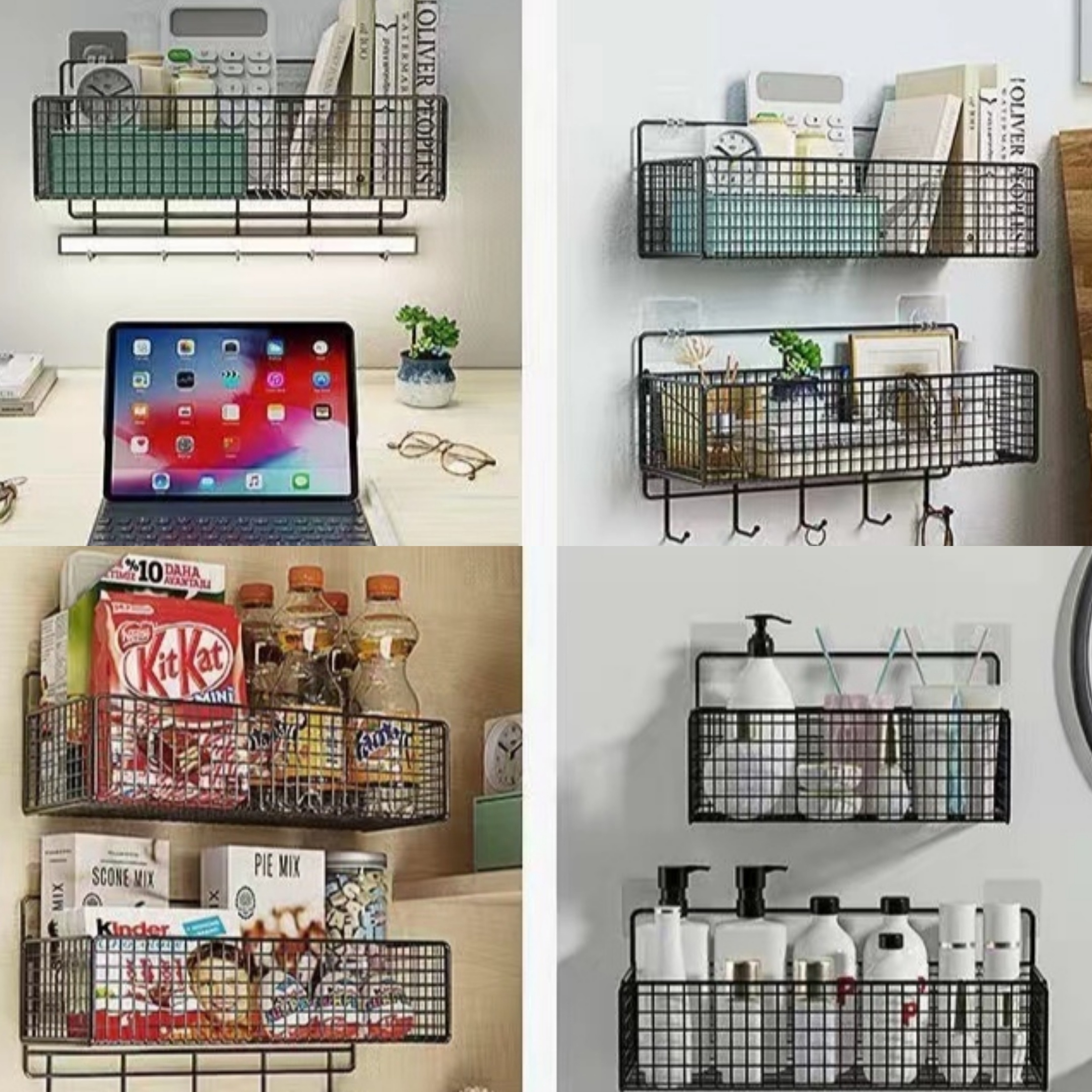 Trace Sticky Bathroom Shelf Hanging Basket Kitchen Accessories Storage  Basket