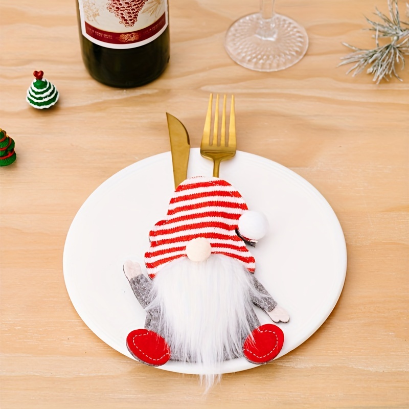 Christmas Decorations Cartoon Dwarf Cutlery Set Faceless Old - Temu