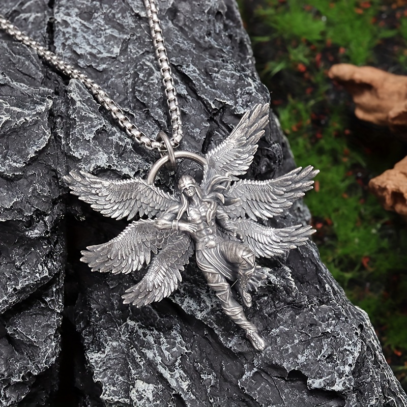 Six Winged Angel Warrior Prayer Pendant Necklace