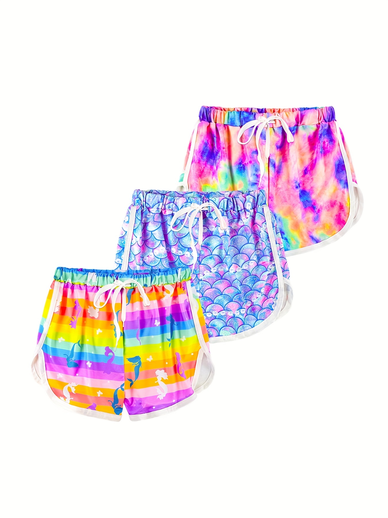 3pcs Girls Athletic Shorts Printed Kids Running Shorts