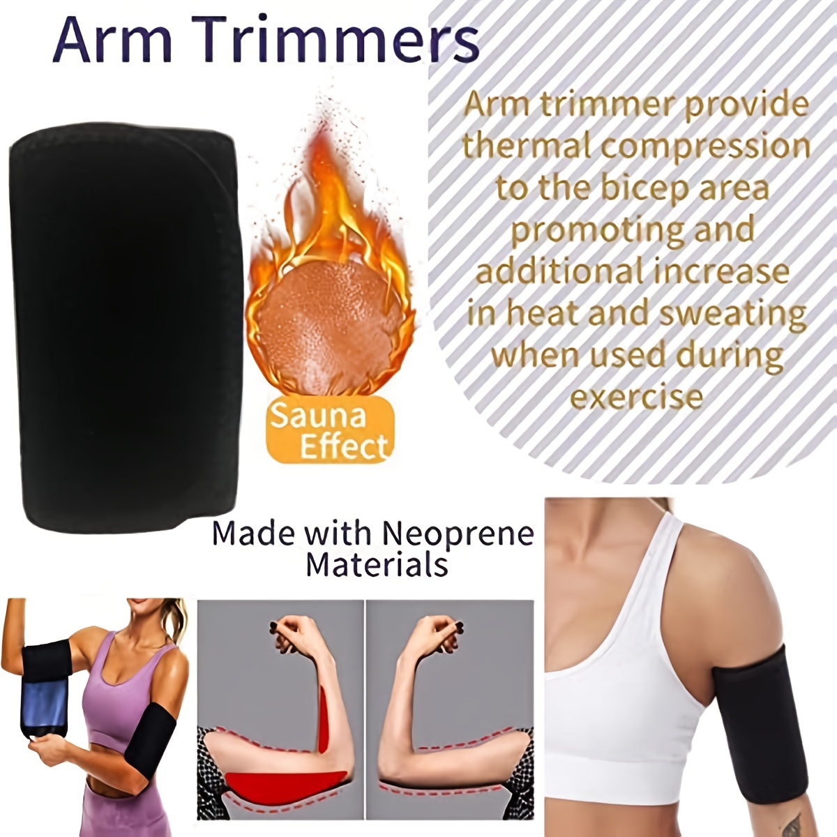 1Pcs Arm Trimmers for Women Sauna Sweat Arm Bands Adjustable Lose