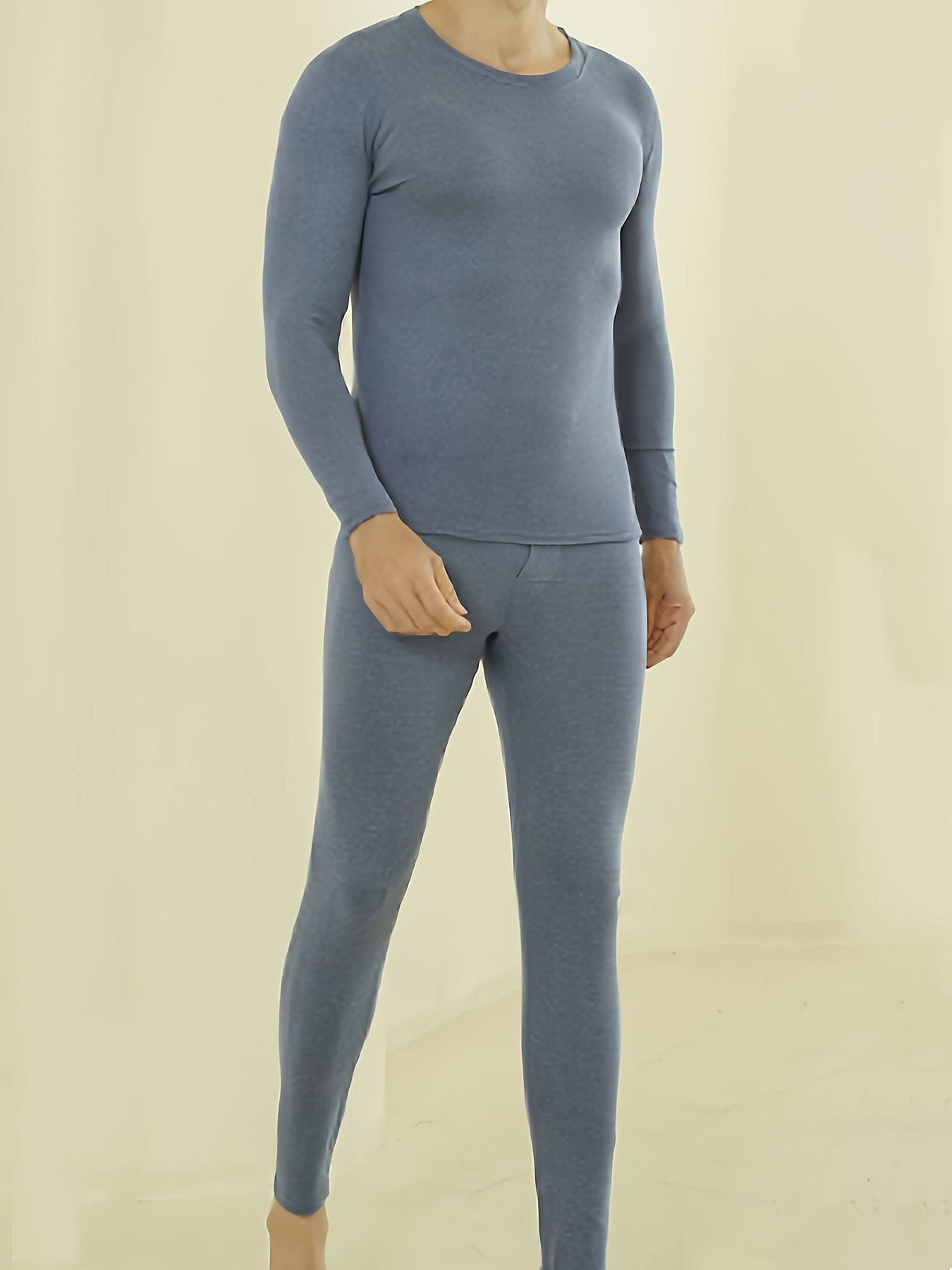 Mens's Long Johns Thermal Underwear Set 'cushy' - blue