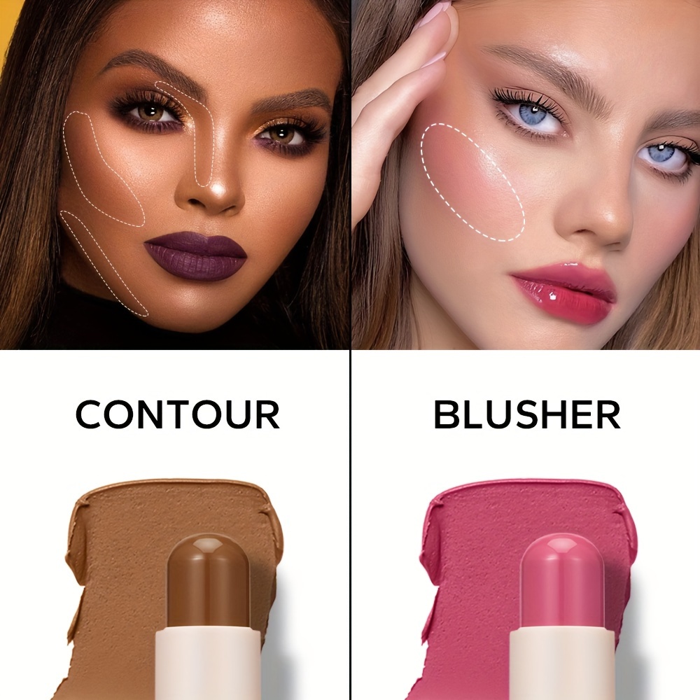 Non greasy Cream Contour Sticks Highlighter Bronzer Blush - Temu