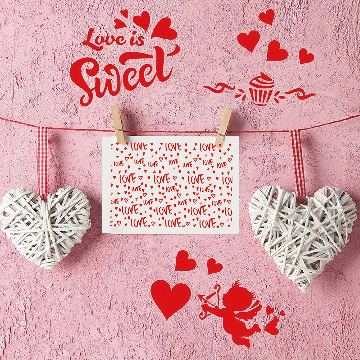 Cute Love Theme Painting Stencils Template DIY Copy Stencils for