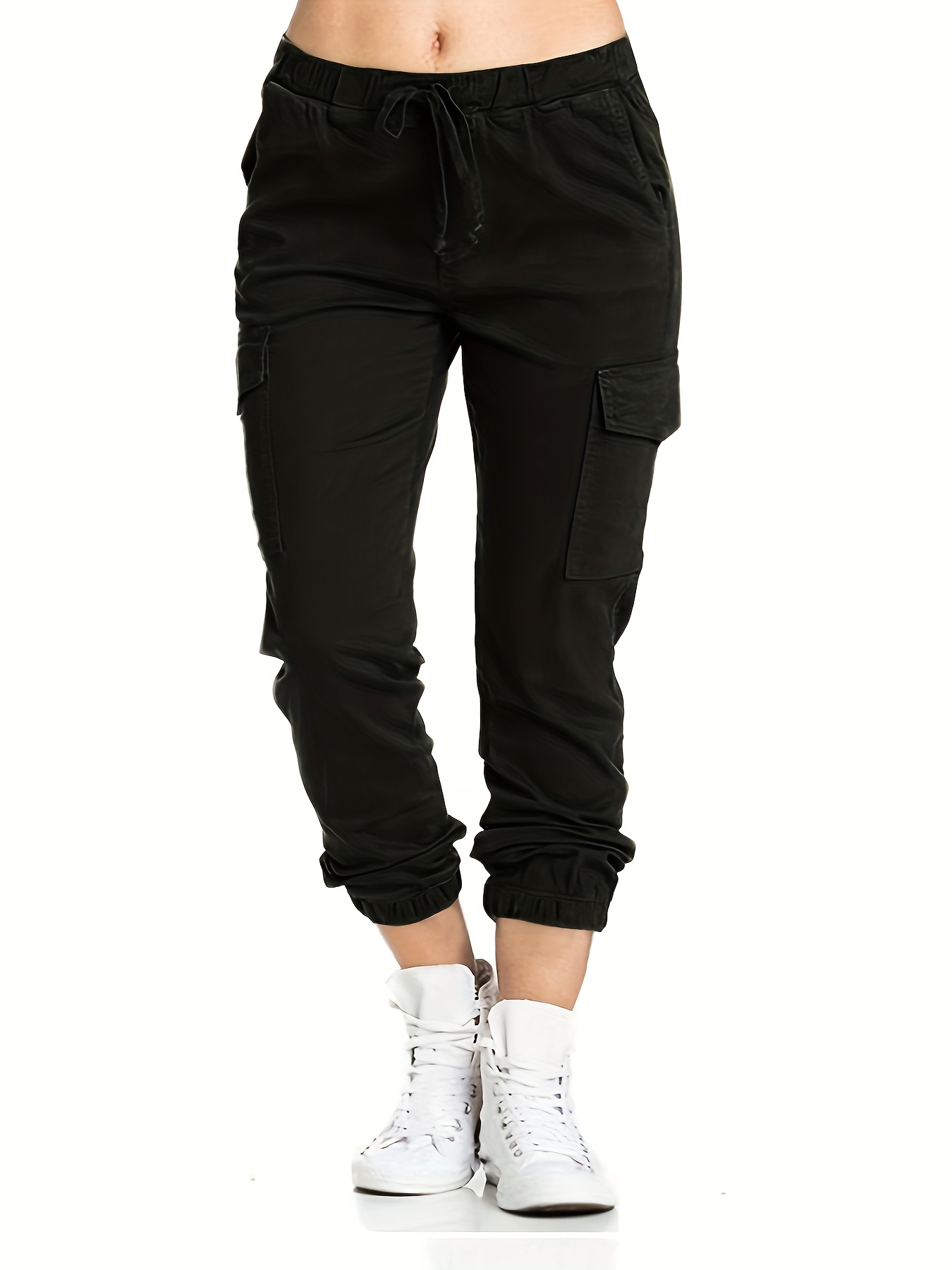  Cargo High Pants Casual Twill Pockets Waisted Womens Loose Girls  Trousers Pants A Women Pants (Black, S) : Clothing, Shoes & Jewelry