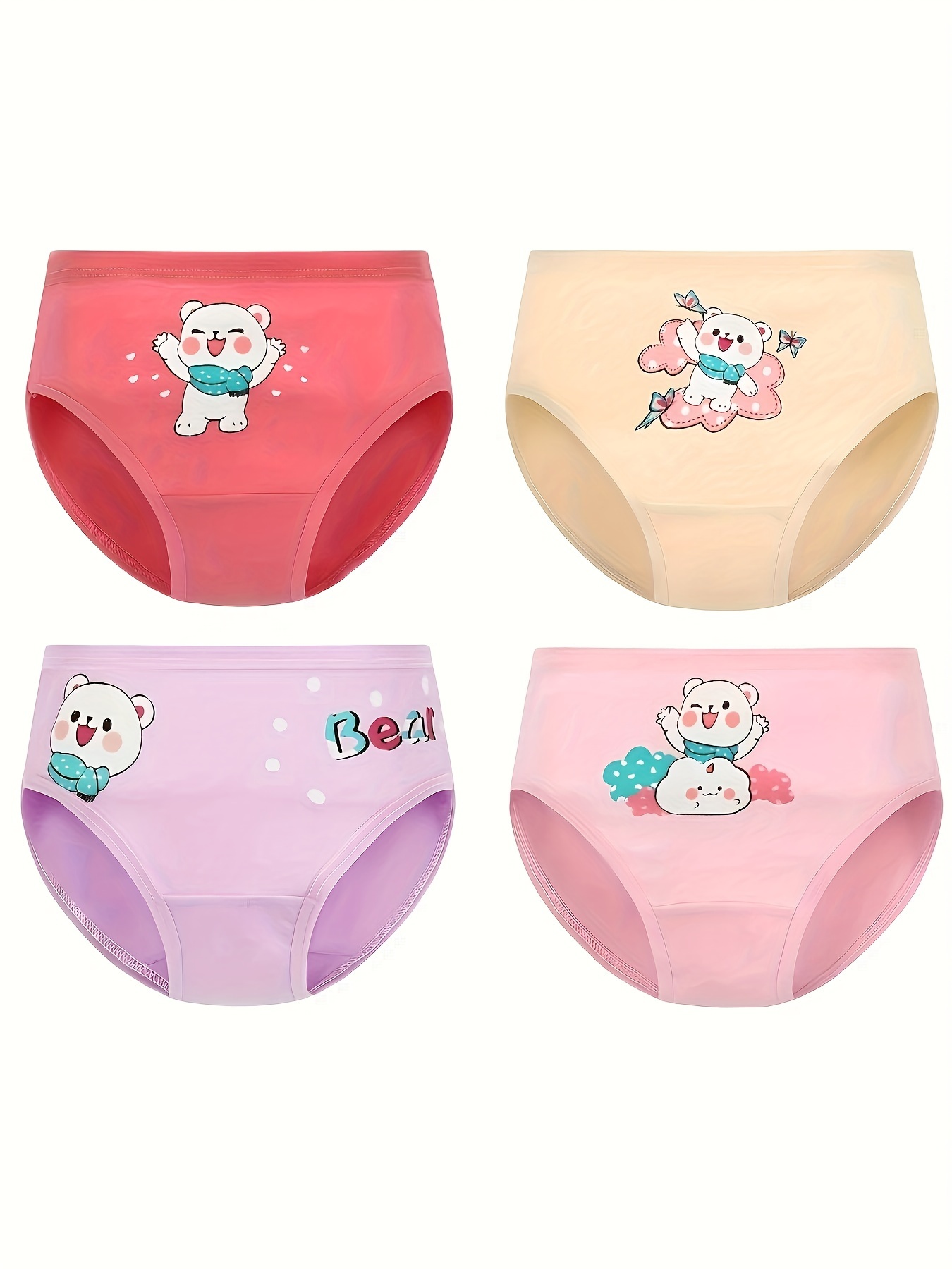 4 Pcs Toddler Girls Fashion Underwear 100% Cotton Cute Bunny Pattern  Breathable Boxer Soft Comfy Girls Underwear