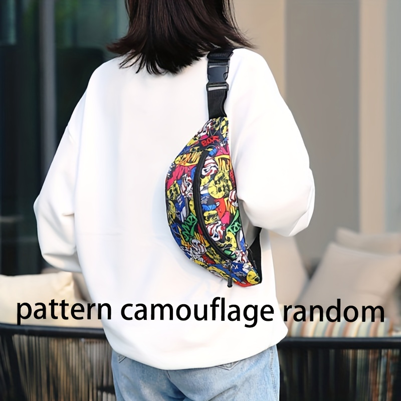 Fashion Graffiti Print Chest Bag, Trendy Crossbody Sling Bag