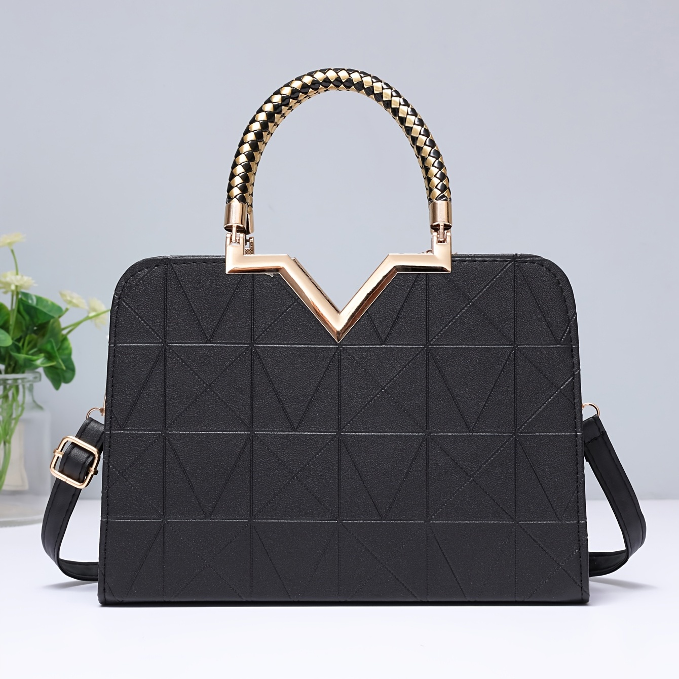 Argyle Embossed Handbag, Vintage Square Crossbody Bag, Women's Small Pu  Leather Box Purse - Temu