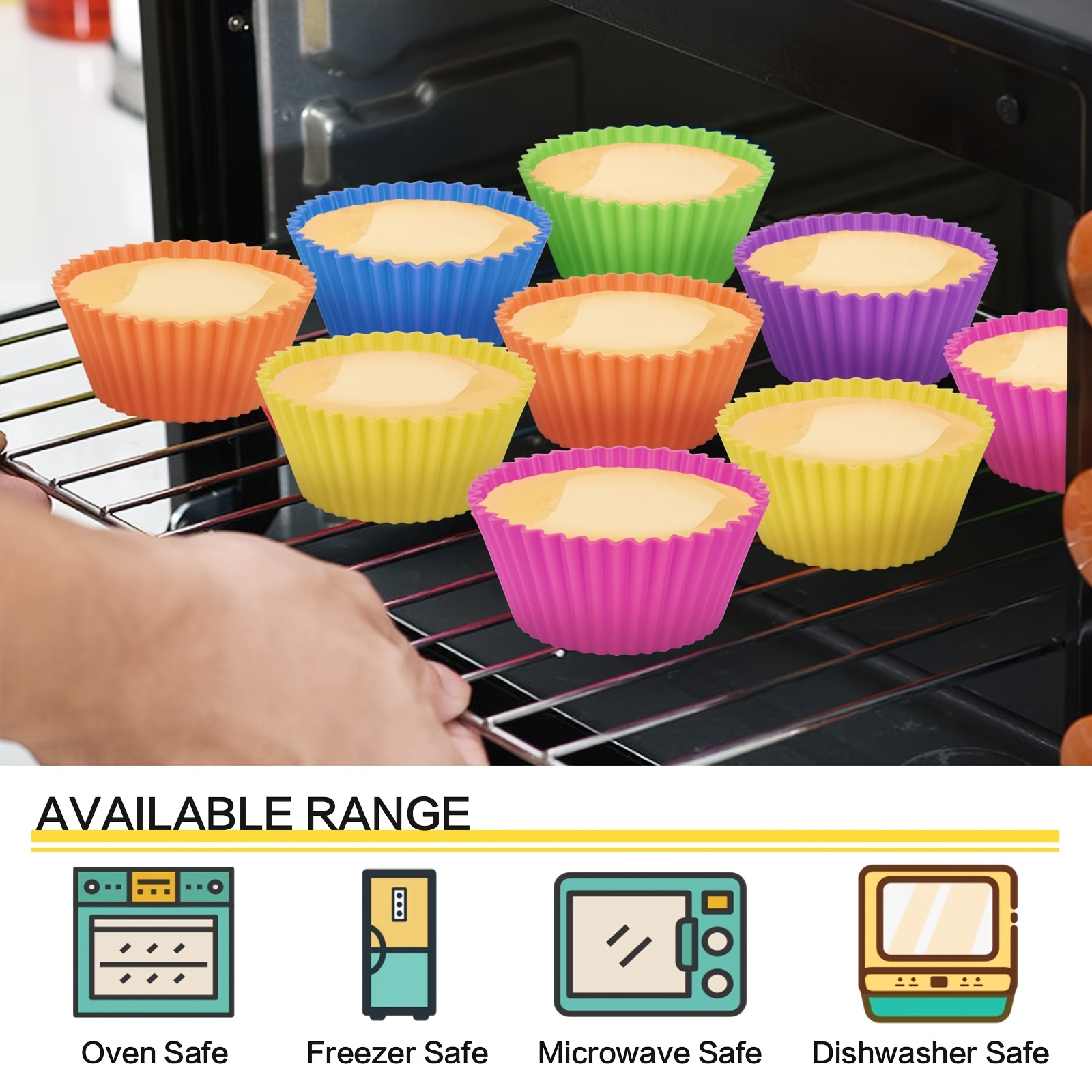 Pantry Elements Silicone Cupcake Liners/Baking Cups - 12 Vibrant Muffin Molds