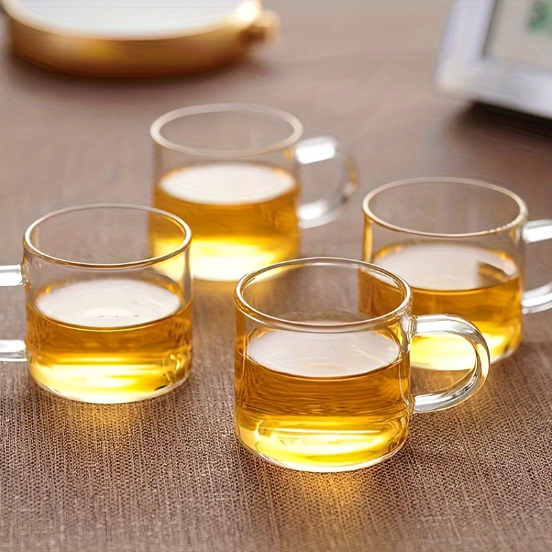 6 tazas de café de cristal, taza de té transparente con mango dorado para  bebidas de cerveza con leche