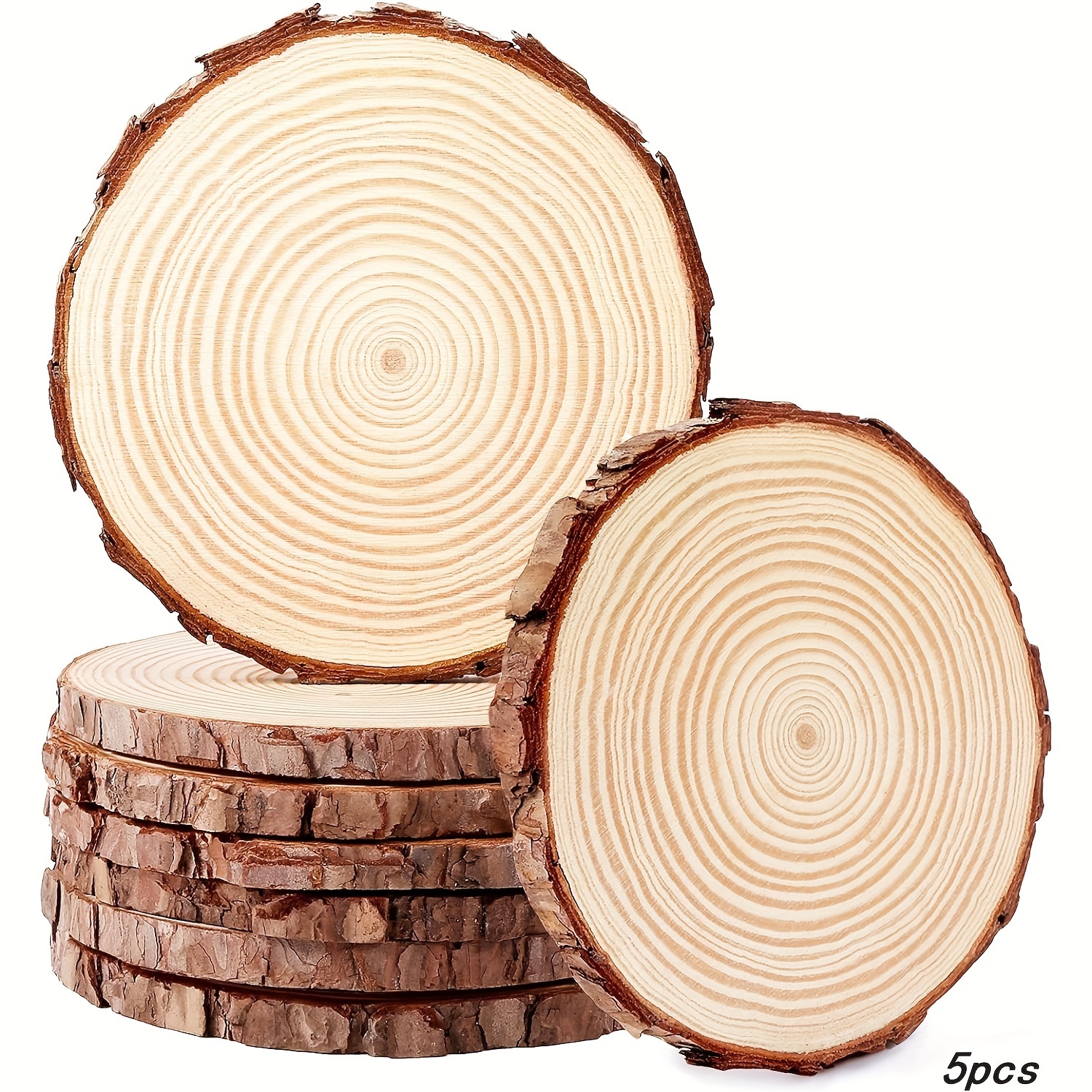 Wood Large Round Wood Circles With Tree Bark - Temu