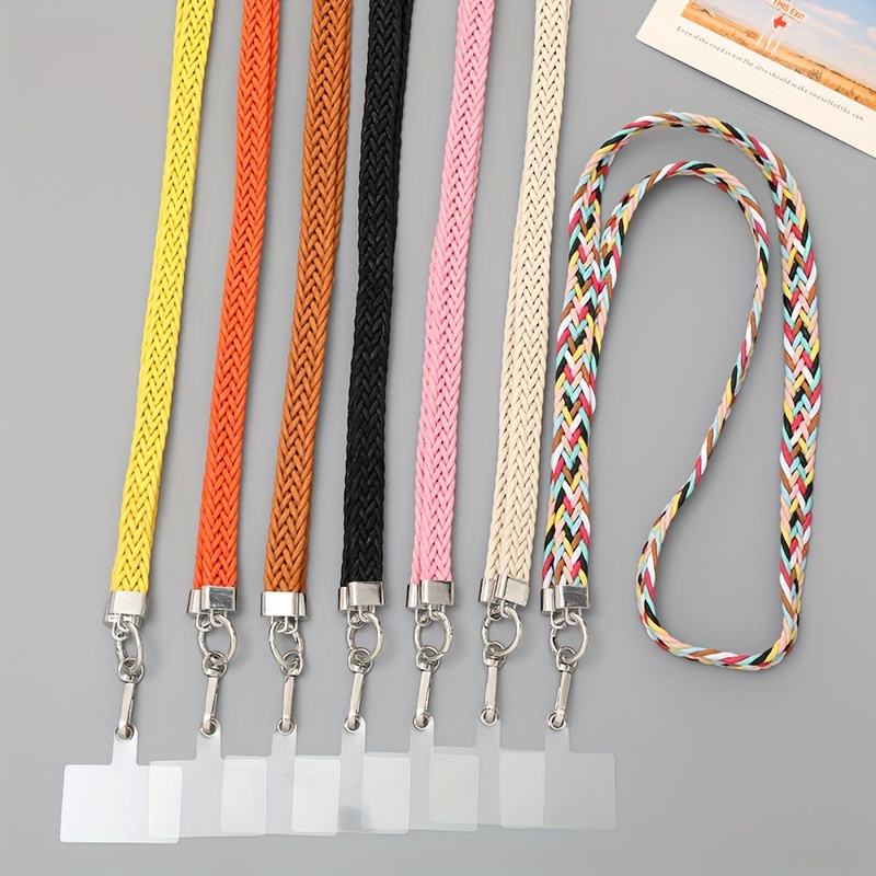 

Multicolored Braided Rope Crossbody Chain Mobile Phone Lanyard Ornament Pendant With Transparent Card