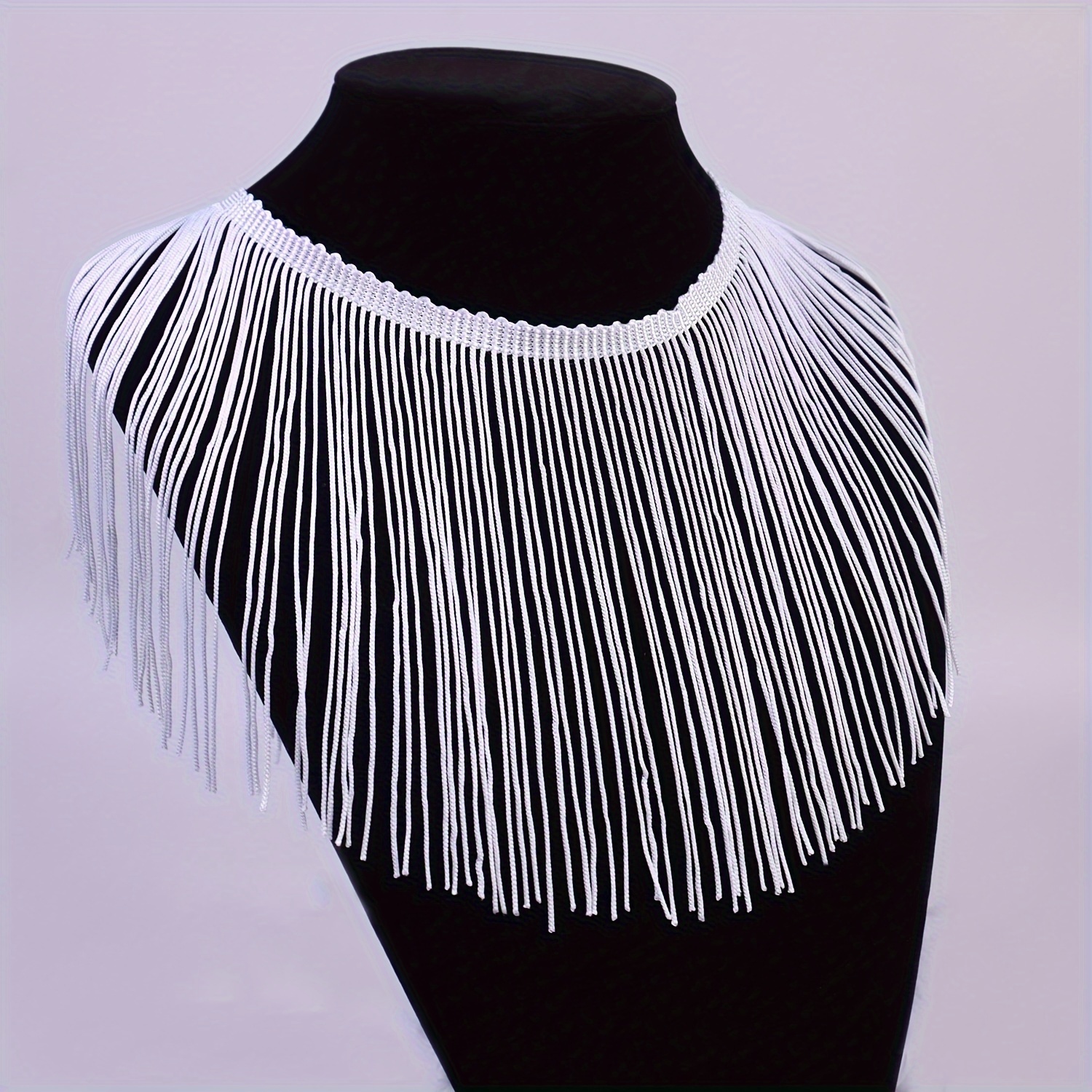 Black Lace Ribbon Applique, White Lace Decoration, Tassel Fringe Trim
