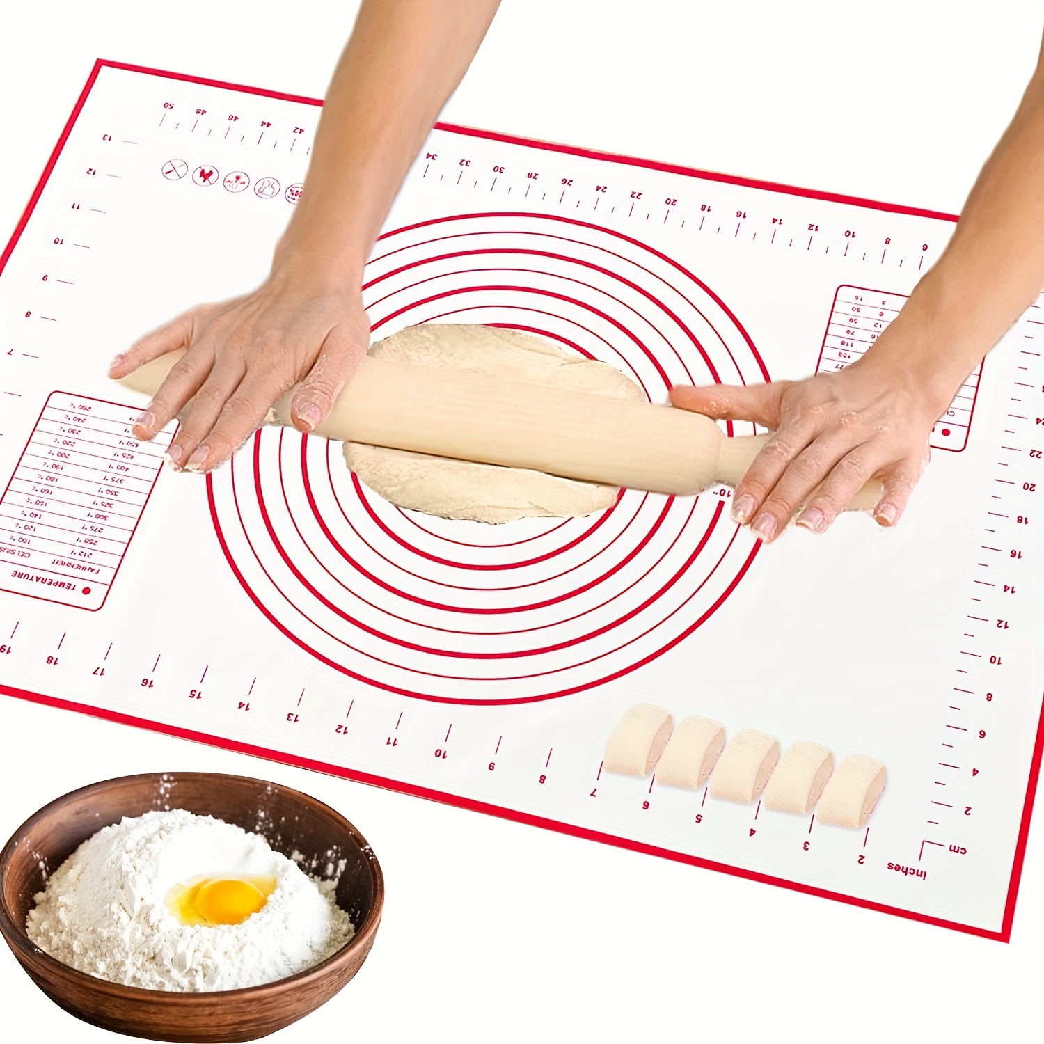 Baking Mat With Engraved Scales Thickened Silicone Kneading - Temu
