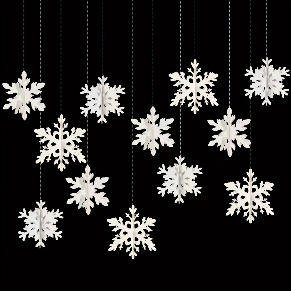 6/9/12pcs 3d Snowflake Decor Christmas Tree Hanging Ornaments, Party  Decoration Supplies