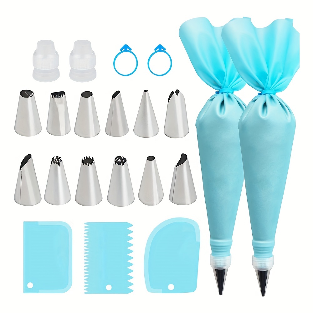 21pcs Silicone Icing Piping Bag,reusable Cream Pastry Bag And 14 Stainless  Steel Nozzle