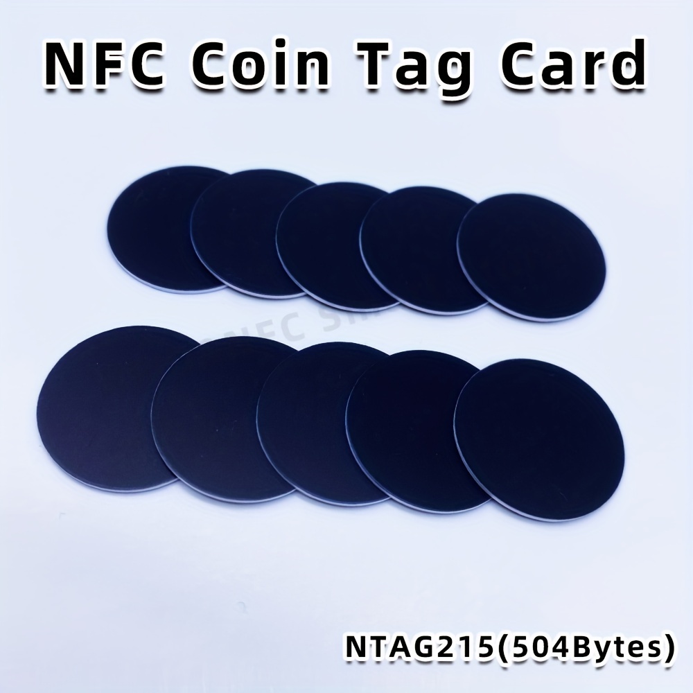 Tarjetas NFC Ntag215 de 10 piezas, 13,56 MHz, tarjeta NTAG 215, moneda  redonda Universal en blanco de 25mm, etiquetas RFID para teléfono móvil  habilitado para NFC - AliExpress
