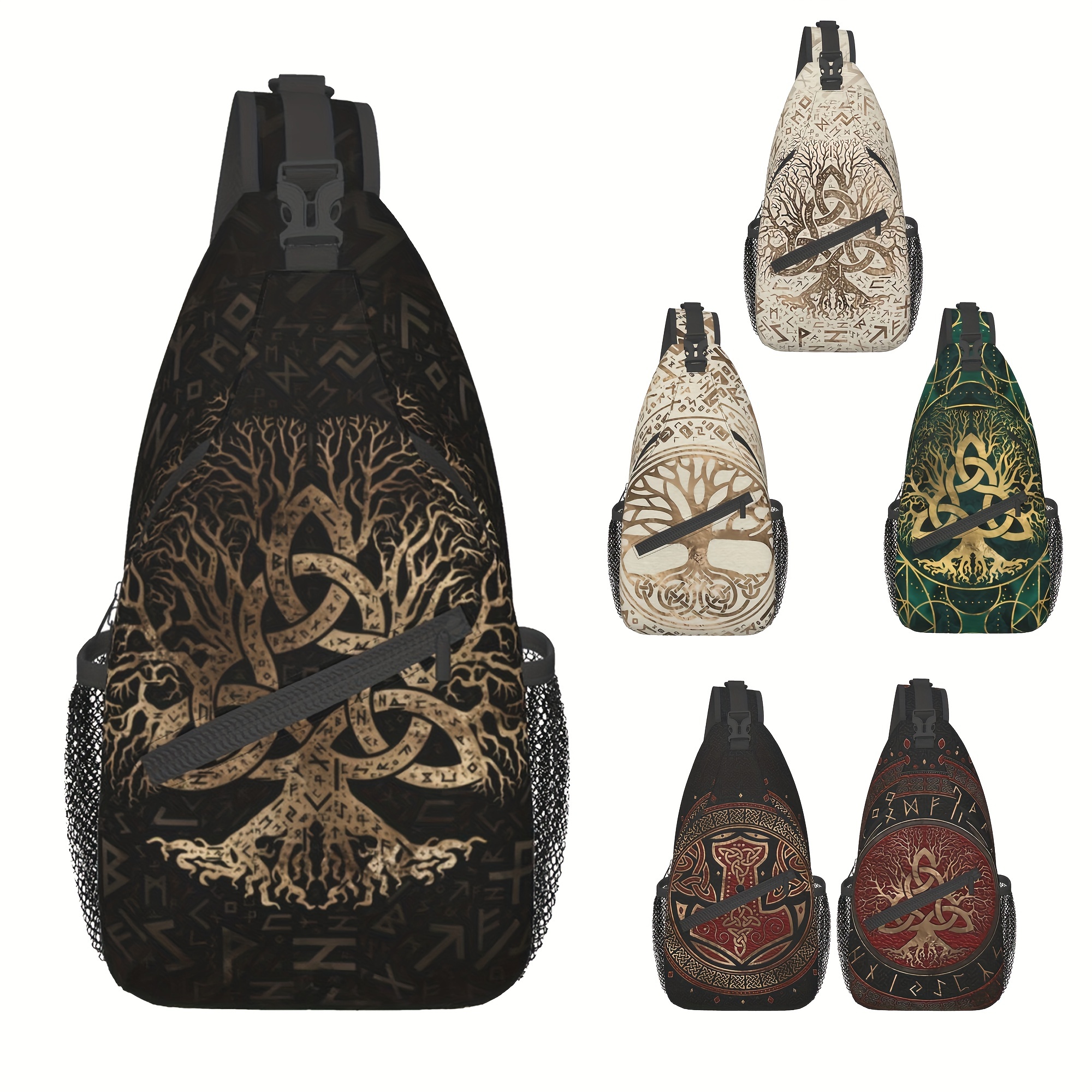 Yggdrasil Tree Of Life Print Leather Tote Bag