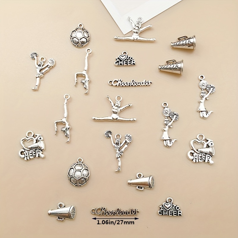 20Pcs/Lot Zinc Alloy Charms Antique Silver Color Cheerleading Charms Pendants for DIY Necklace Bracelets Jewelry, Jewels Making Accessories,Temu