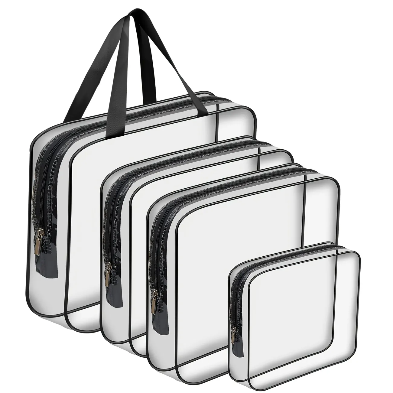 4 Pack Toiletry Bag PVC Waterproof Makeup Bag Clear Cosmetic Bag Zipper  Wash Bag Travel Storage Organizer Case 3 Sizes Luggage Pouch For Women Men