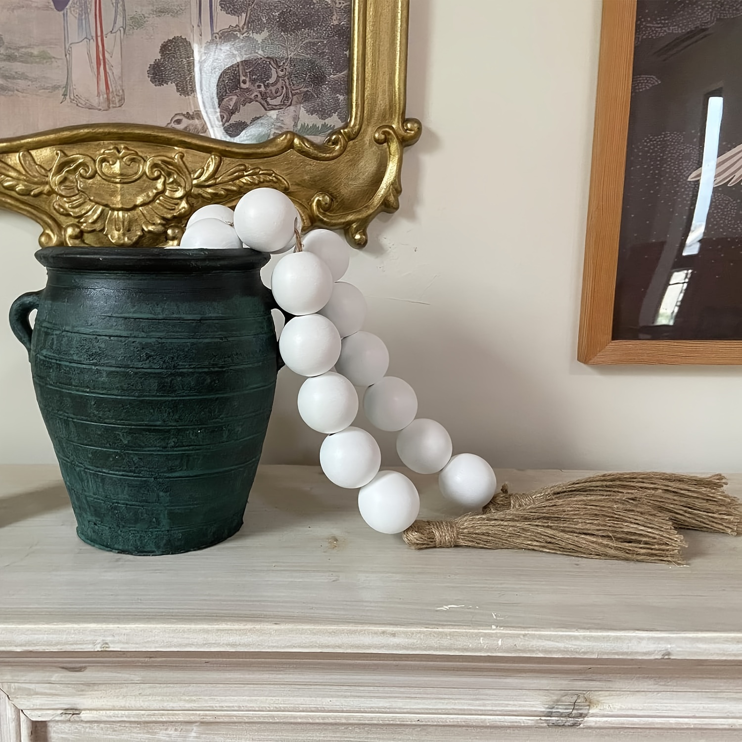 Large Wood Bead Garland with 1.6 Diameter Wooden Beads and