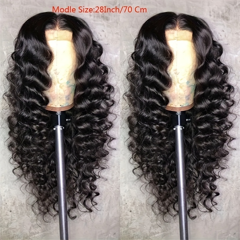 Deep Wave 4x4 Lace Closure Wig 180% Density Wear Go Wigs New - Temu