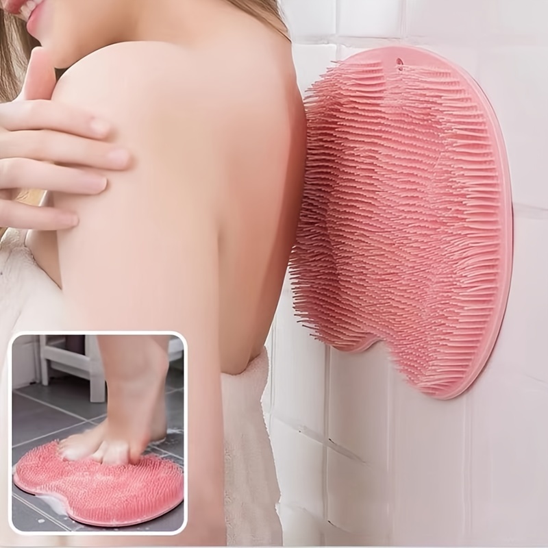 Limpiador de pies y espalda de ducha, para montar en la pared con ventosas,  cepillo de silicona para masaje de baño, tapete masajeador de pies de