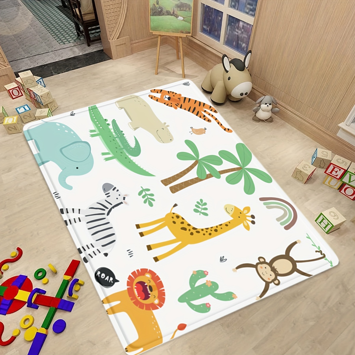 Tapetes de juego para niños, tapete para que el bebé juegue en el suelo,  alfombras para bebés y niños con temática de zoológico súper lindas para