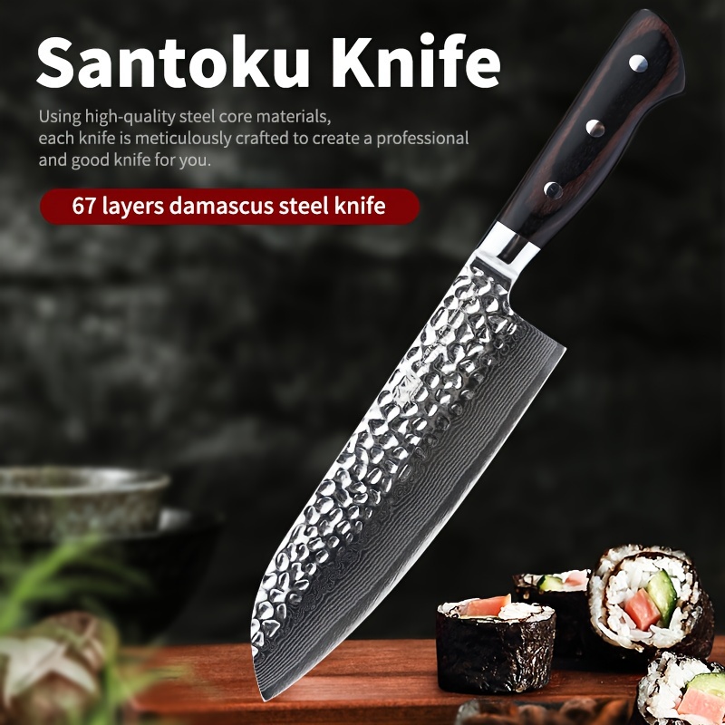 Kitchen Knife Set Stainless Steel Forged Hammered Damascus Japanese Chef Knives with Gift Box,Ergonomic Resin Handle Meat Cleaver Knife Fishbone