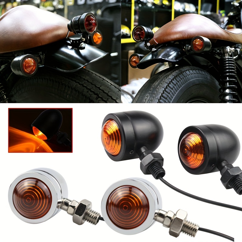 4 Pieces Motorcycle Turn Signal Lights Indicators Flowing 14 LED 12V  Motorbike LED Blinker Amber Lamp Mini Stalk Arrow Front Rear Lights