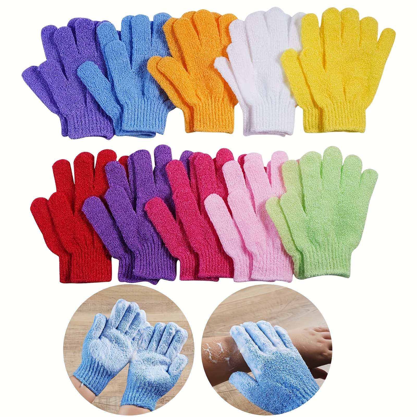 

2/4/8/10 Pcs Exfoliating Shower Gloves, Mitt Washcloth Bath Gloves For Shower, Double Sided Exfoliating Gloves, For Spa, Massage And Body Scrubs, Body Scrubber Bathing Accessories