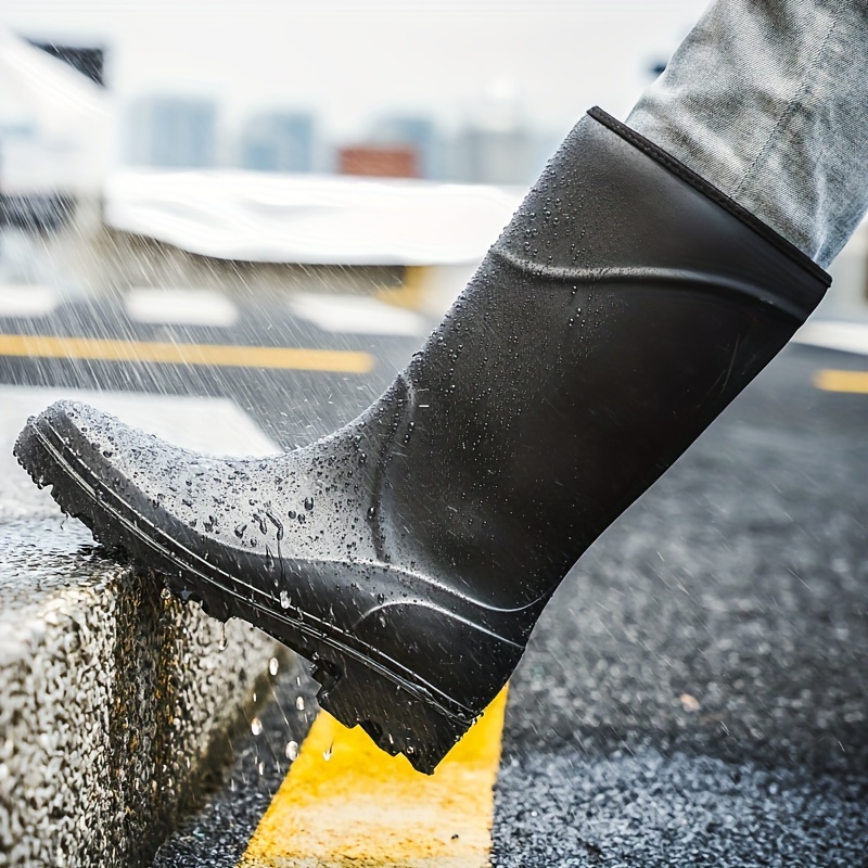 Botas de lluvia para hombre, zapatos de agua de tubo largo,  antideslizantes, impermeables, zapatos de trabajo de seguridad, plataforma  hasta la