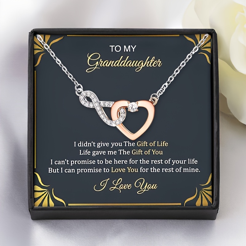 

Jewel, To My Granddaughter" -chic Dual-tone Heart Pendant Necklace With Cubic Zirconia - Perfect Birthday Or Christmas Gift, Includes Gift Card & Box