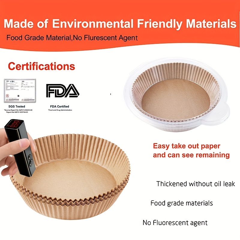 30pcs Air Fryer Liners, Round Silicone Baking Parchment Paper Sheets,  Non-stick Fryer Basket Mats, Fda Approved