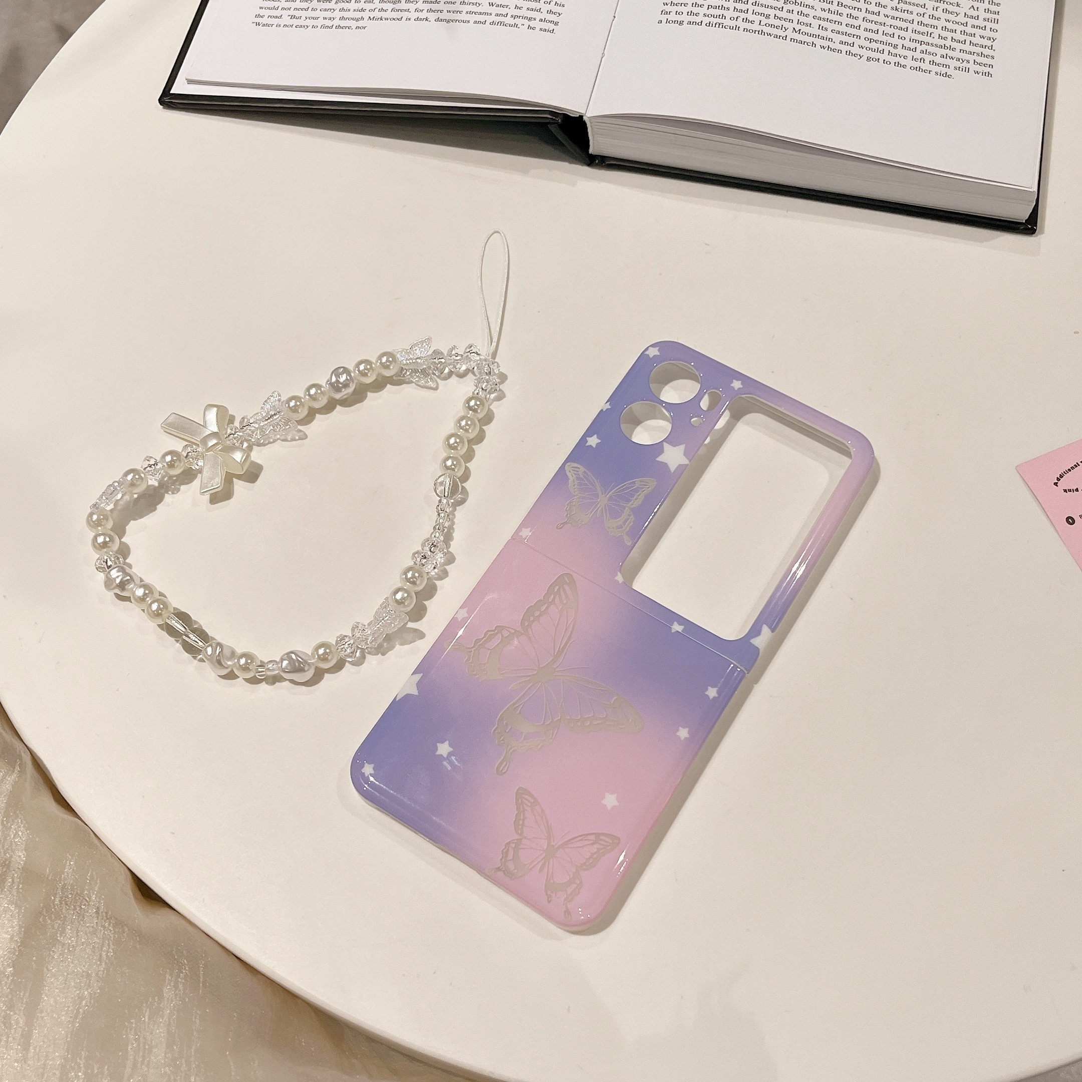 Love Pearl Bracelet Mobile Phone Case Is Suitable For Samsung Galaxy Z Fold  5 Solid Color For Find N2 Flip Back Cover