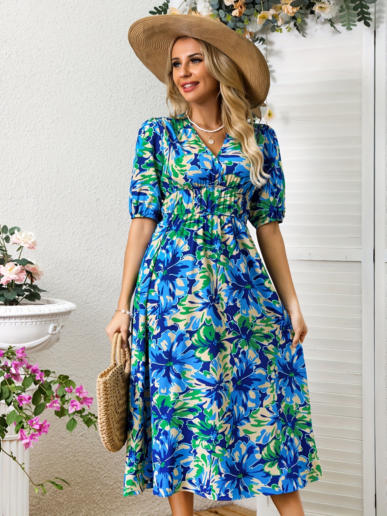 Floral Midi Casual Dresses - Temu