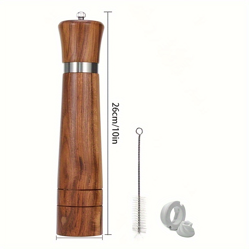 Salt and Pepper Grinders Set Solid Wood Body Pepper Mill with Adjustable  Coarseness Fine to Coarse 