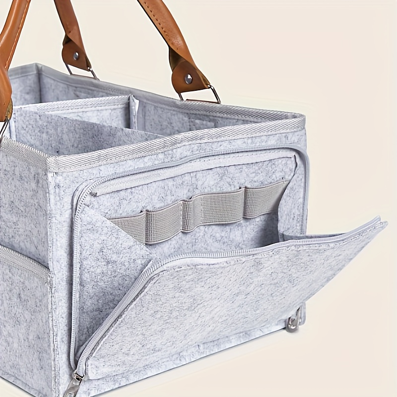 Light Grey Foldable Mommy Diaper Bag with Large Capacity