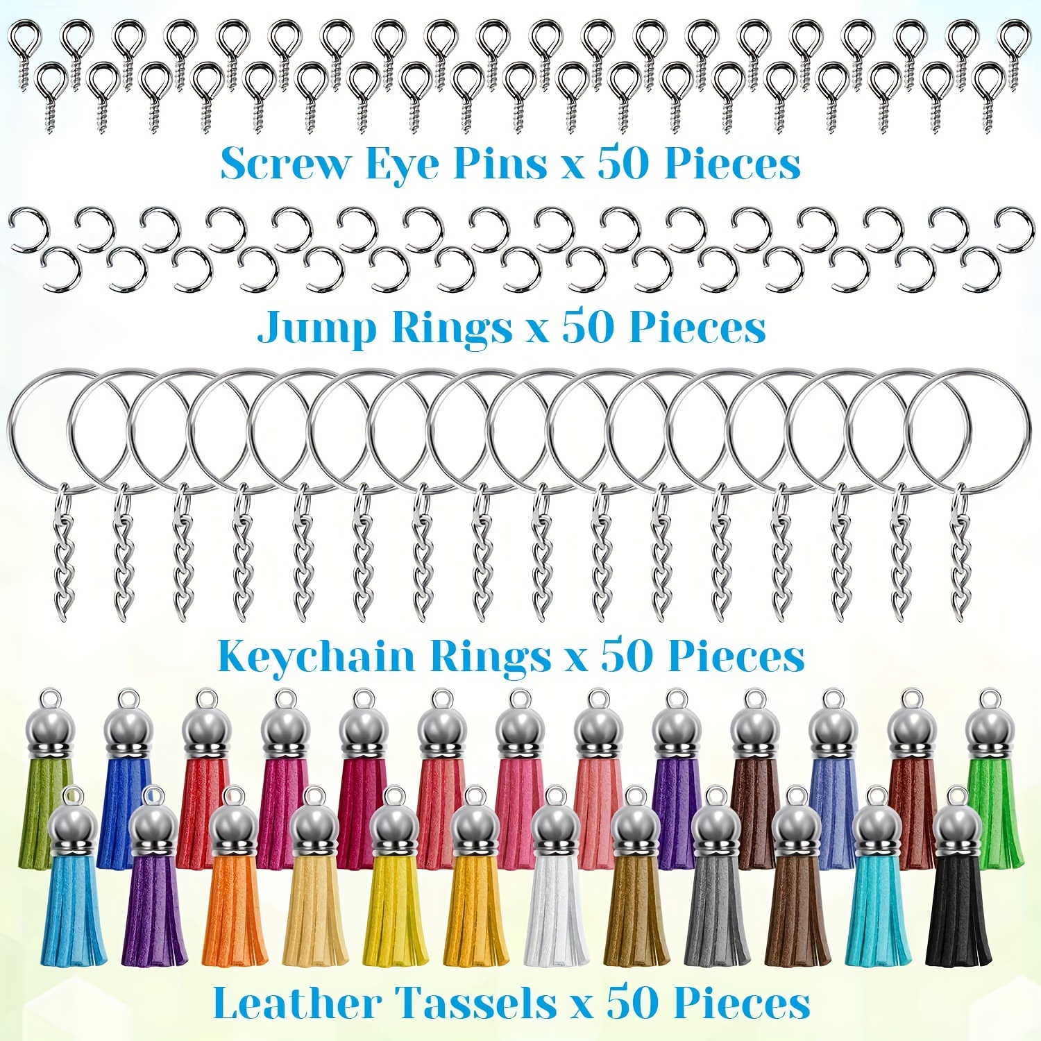 120pcs Acrylic Keychain Blank With Key Rings, Tassels Key Chain For Craft,  Bulk Keychain Rings, Key Chain Kit