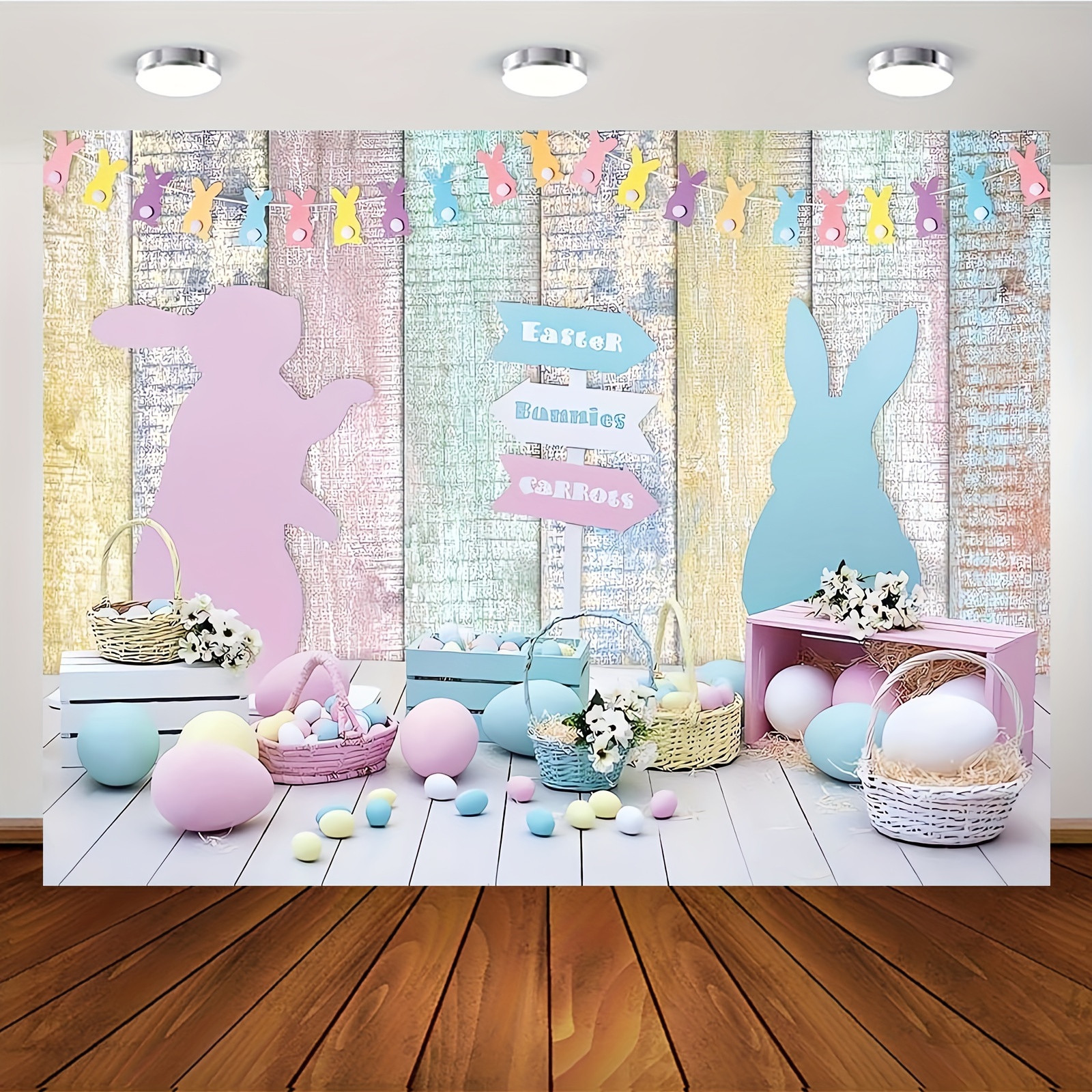 1pc photography backdrop spring easter backdrop for photography pink brick wall photo studio background eggs happy bunny rabbit rustic baby portrait party banner photobooth 51 59in 70 8 90 5in