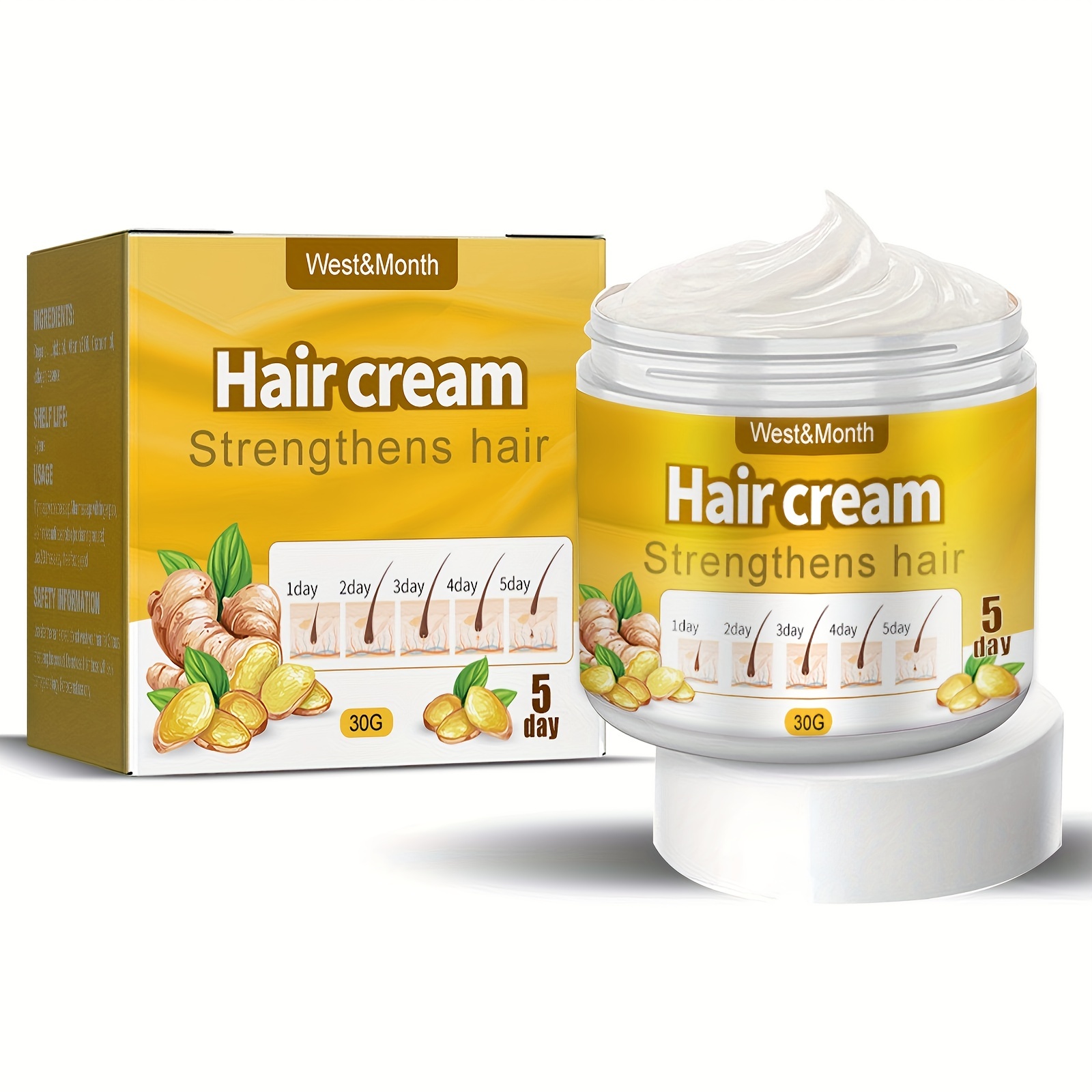 Ginger Hair Caring Balm, Strengthens Hair, Thickens Hair, Moisturizing Massage Cream, Moisturizing Hair Balm