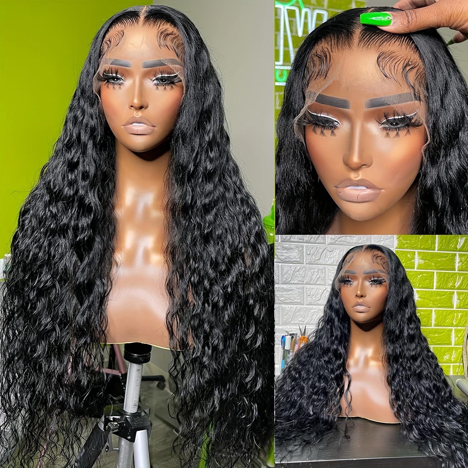 Water Wave Wigs HD Lace Front Wigs Wet And Wavy Brazilian Human Virgin Hair  Long Wigs Transparent HD Lace Front Wigs Frontal Wigs