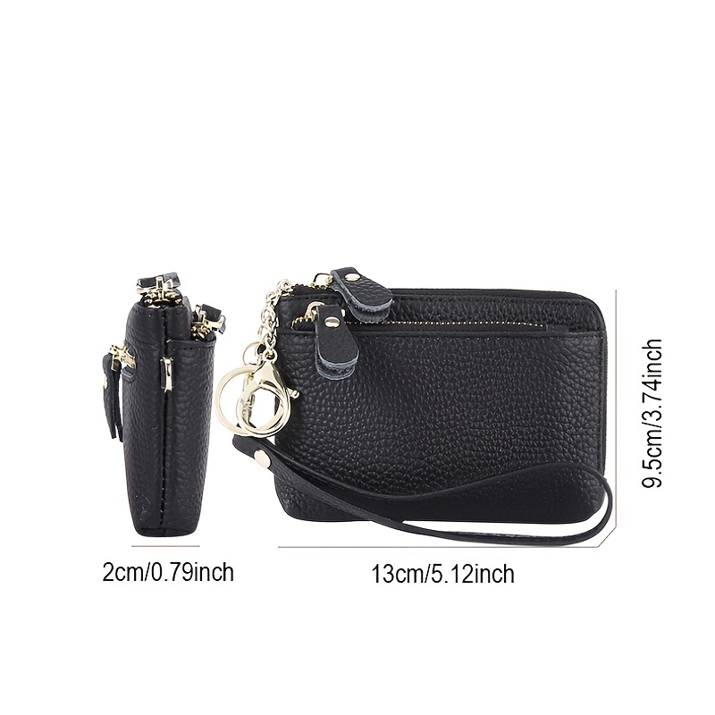 Mini Leather Coin Purse Keychain Multi Zipper Clutch Wallet - Temu