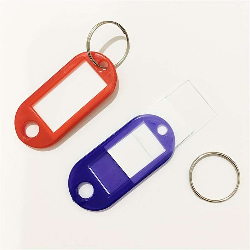 30pcs 1.5 Durable Plastic Key Tags with Blank Paper Labels & Split Rings -  Perfect for Item Identification!