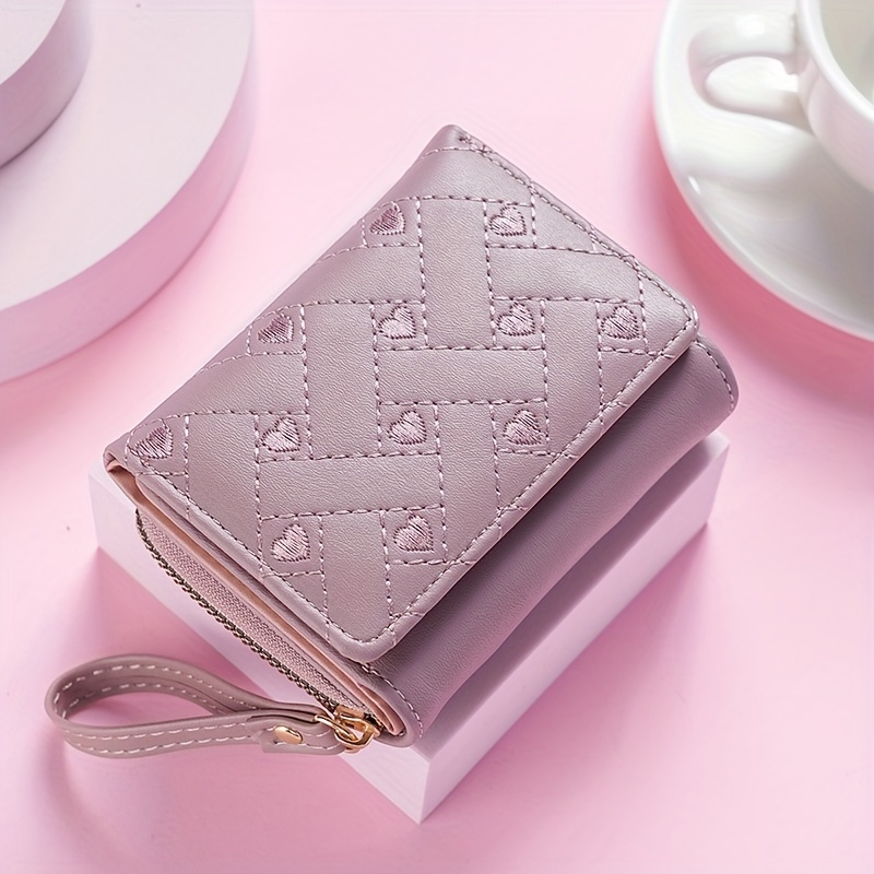 Small Leather Wallet for Women Girls Credit Card Holder Purse Pink