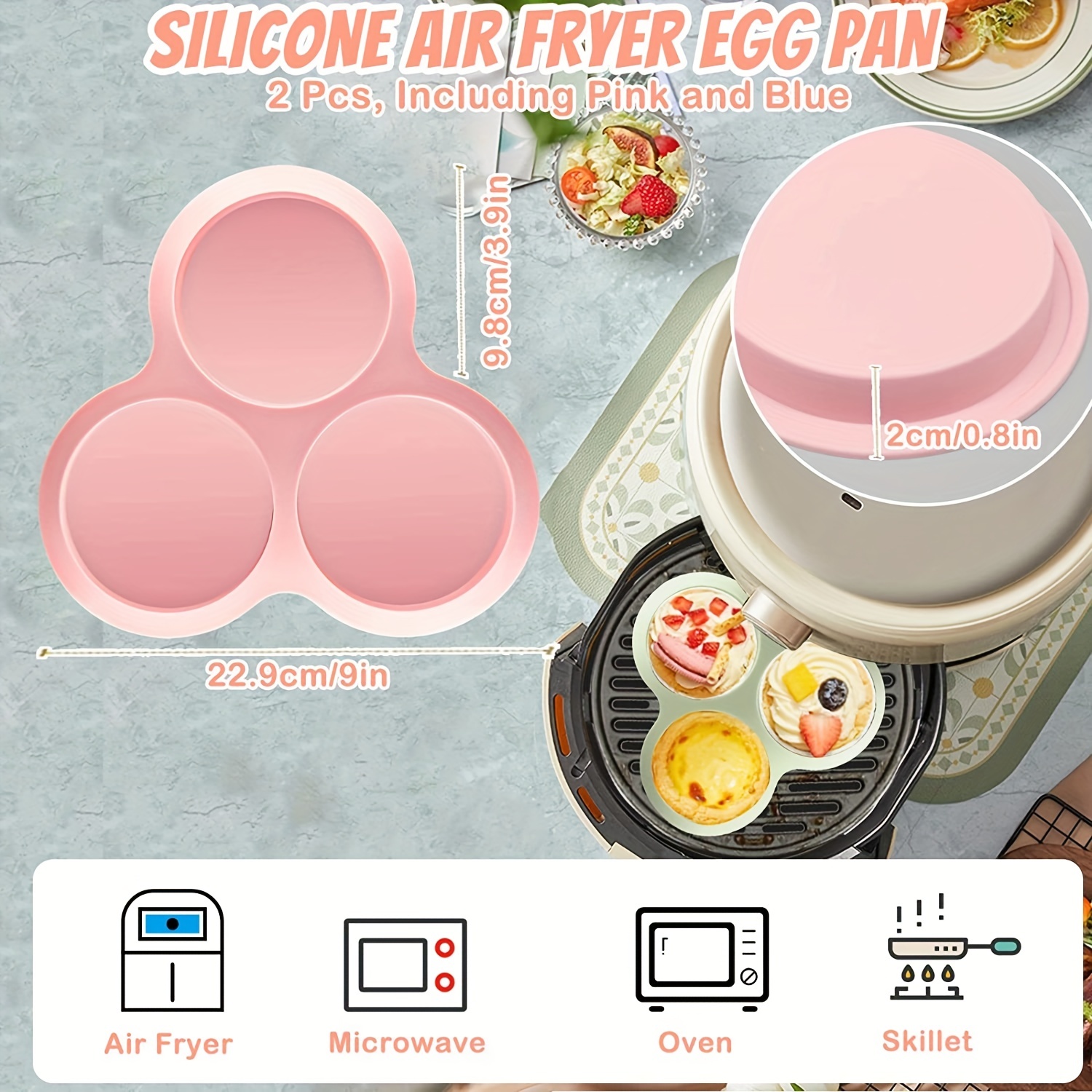 1/3 Pcs Silicone Air Fryer Egg Pan Moule À Œufs Réutilisable - Temu France