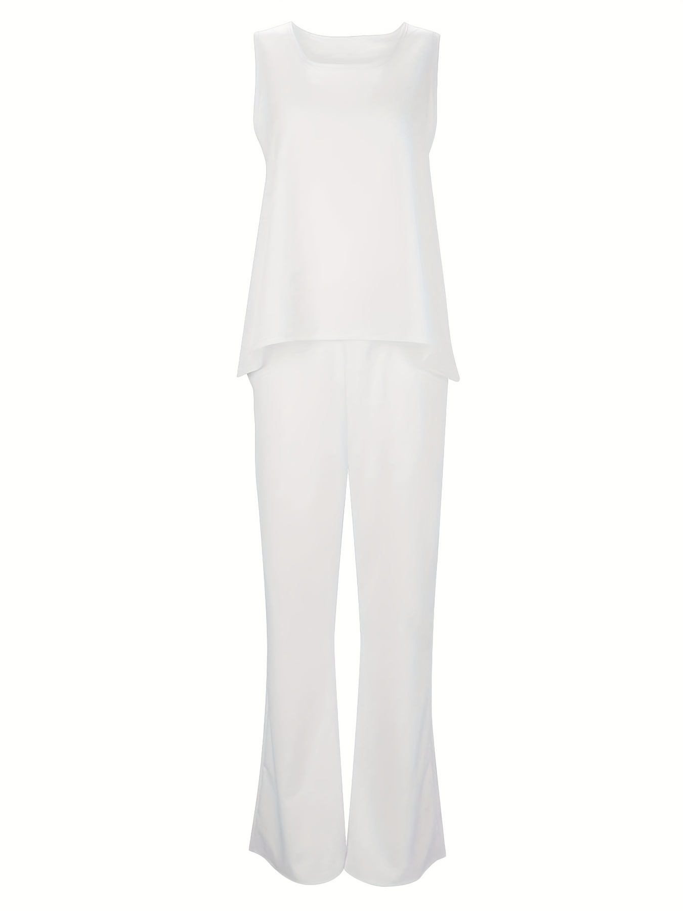 Solid Tank Top & Wide Leg Pants Set