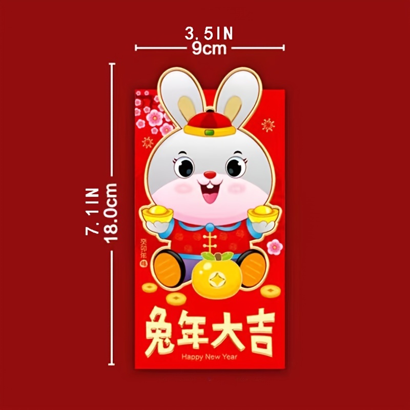 Thickened Hard Year Of The Rabbit Cute Cartoon Red Envelope, 3d